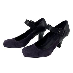 Franco Sarto Purple Suede Square Toe Mantra Mary Jane Heels